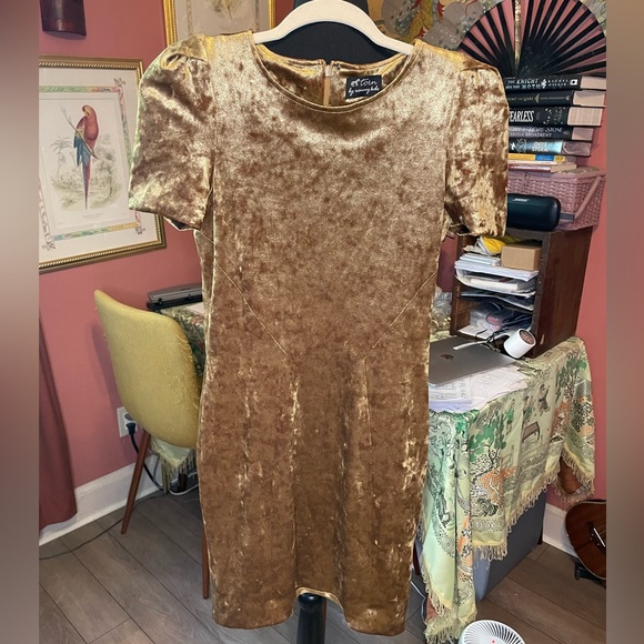 Ronny Kobo Torn Mina Gold Crushed Velvet Mini Dress. Size Medium Retail $225 - Picture 3 of 8
